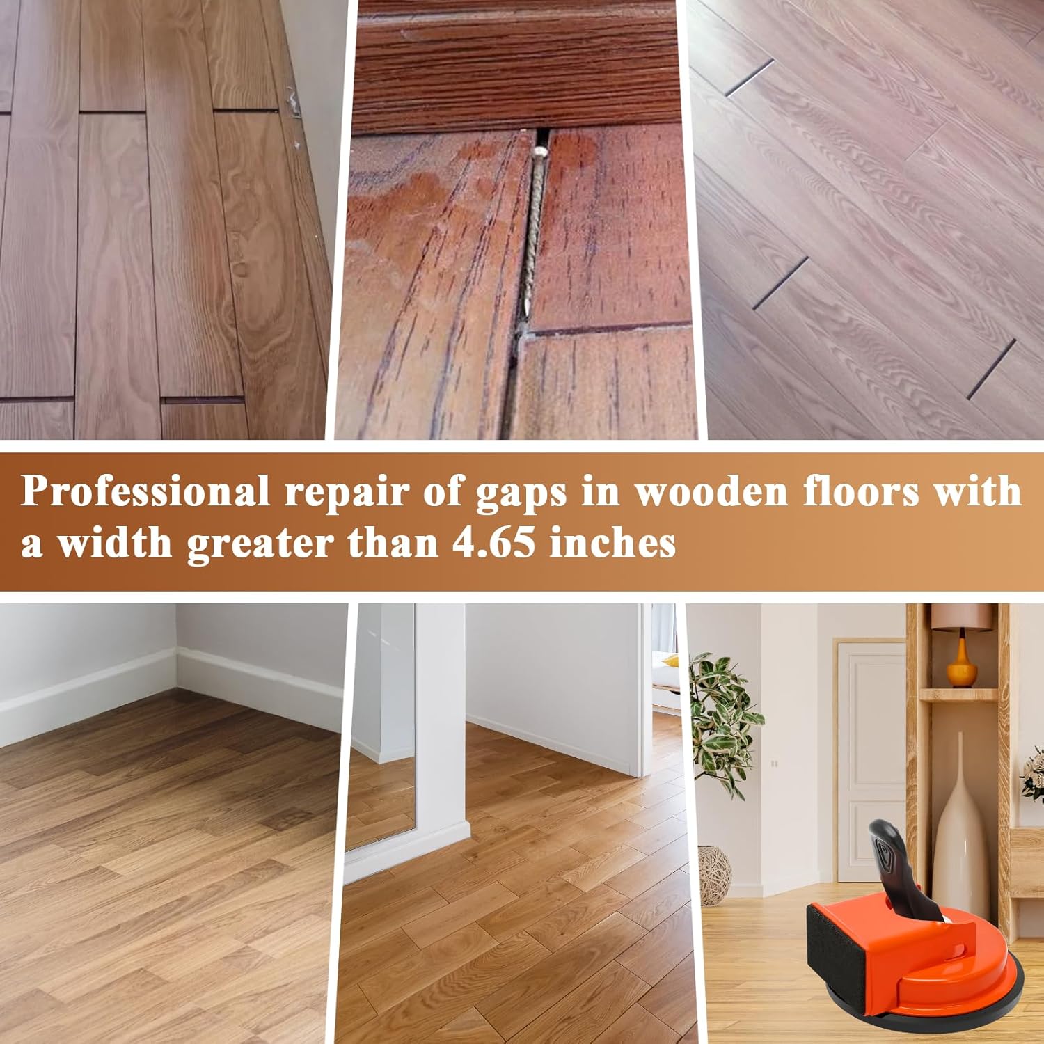Floor Gap Fixer Tool Kit With Rubber Mallet & 10 Reusable Sticky Pads& Knee Pad,Suction Cup Laminate/Vinyl Flooring Tool For Fix Gaps,Heavy Duty Floor Gap Repair Kit For Vinyl Plank Hardwood Floor​